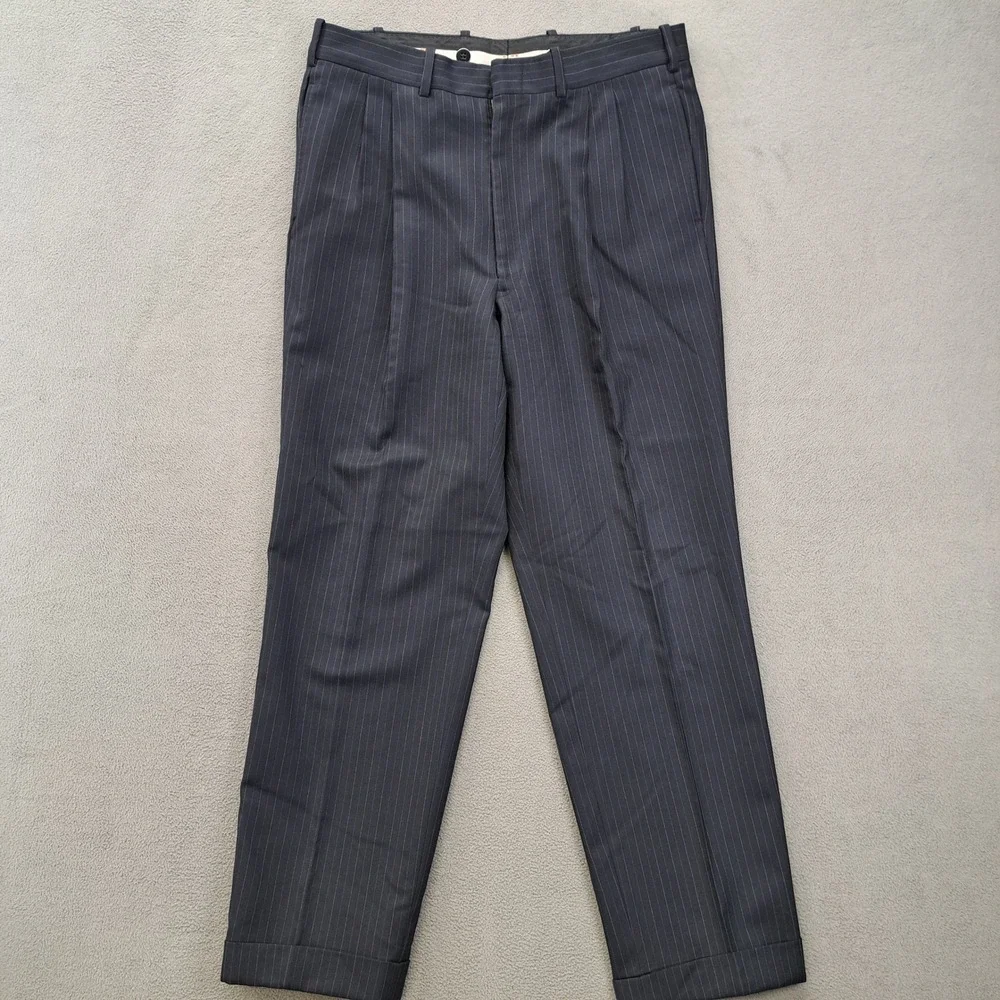 Tom James Executive Collection 42L Blue Pinstripe Two Piece Suit Set Men's